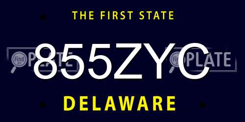 855ZYC Delaware License Plate