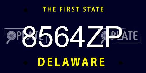 8564ZP Delaware License Plate