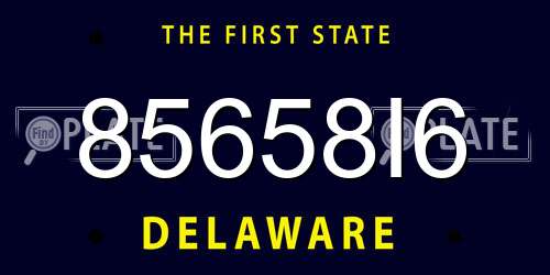 85658I6 Delaware License Plate