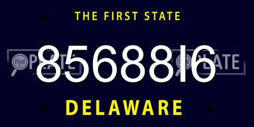 85688I6 Delaware License Plate