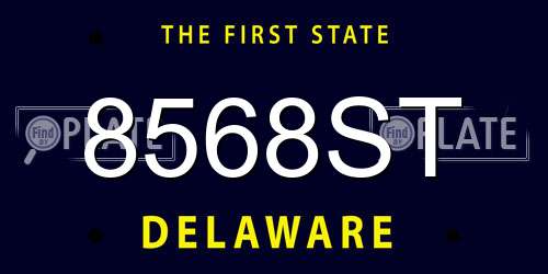 8568ST Delaware License Plate