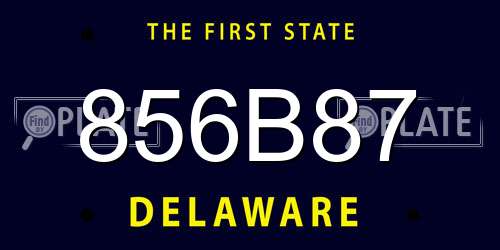 856B87 Delaware License Plate