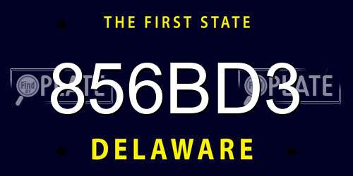 856BD3 Delaware License Plate
