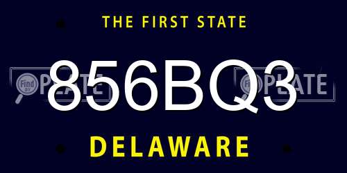 856BQ3 Delaware License Plate