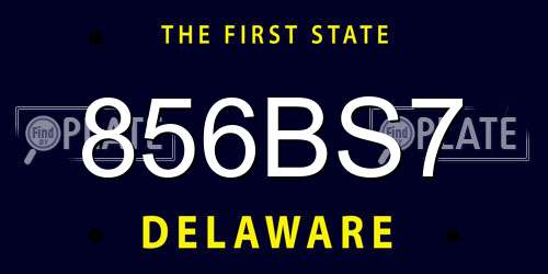 856BS7 Delaware License Plate