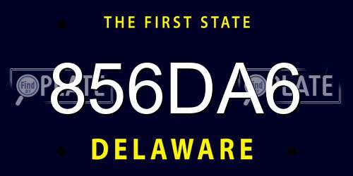 856DA6 Delaware License Plate