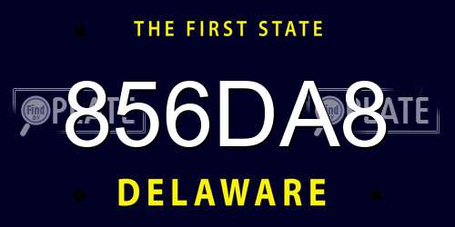 856DA8 Delaware License Plate