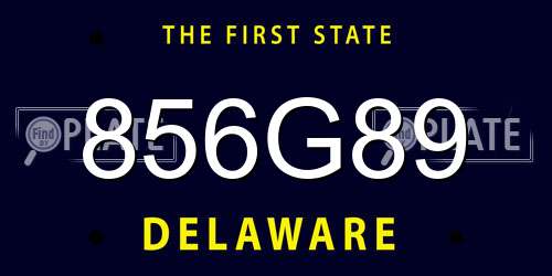 856G89 Delaware License Plate