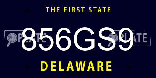 856GS9 Delaware License Plate