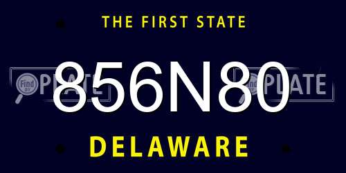 856N80 Delaware License Plate