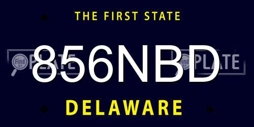 856NBD Delaware License Plate