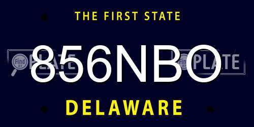 856NBO Delaware License Plate