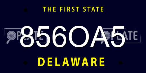 856OA5 Delaware License Plate