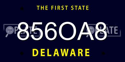 856OA8 Delaware License Plate