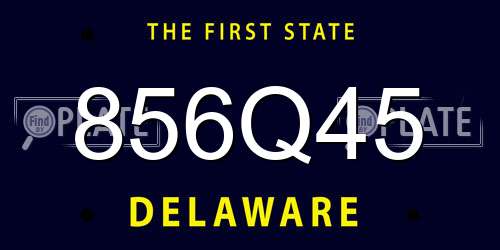 856Q45 Delaware License Plate