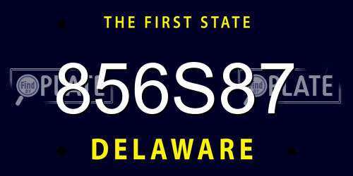 856S87 Delaware License Plate