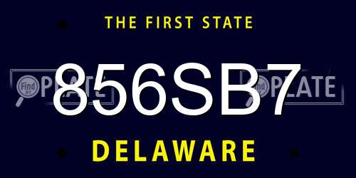 856SB7 Delaware License Plate