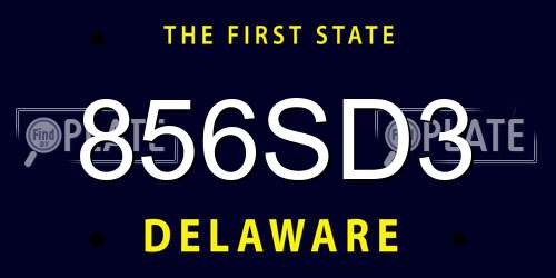 856SD3 Delaware License Plate
