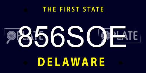 856SOE Delaware License Plate