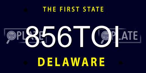 856TOI Delaware License Plate