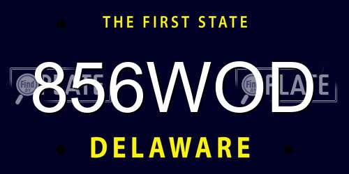 856WOD Delaware License Plate
