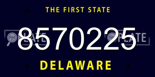 8570225 Delaware License Plate