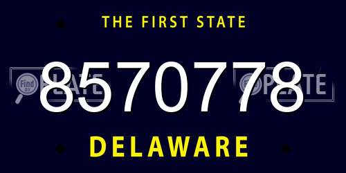 8570778 Delaware License Plate