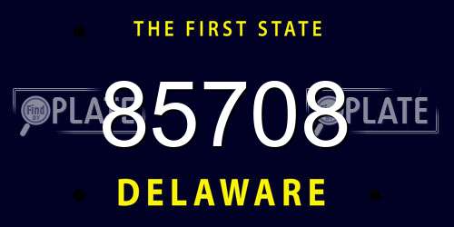85708 Delaware License Plate
