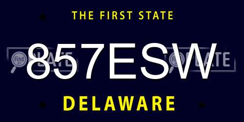 857ESW Delaware License Plate