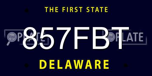857FBT Delaware License Plate