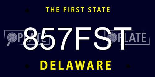 857FST Delaware License Plate