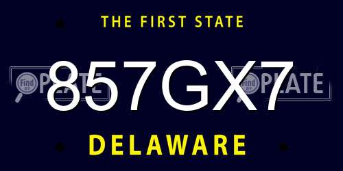 857GX7 Delaware License Plate