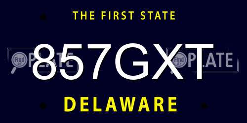 857GXT Delaware License Plate