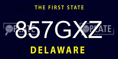 857GXZ Delaware License Plate