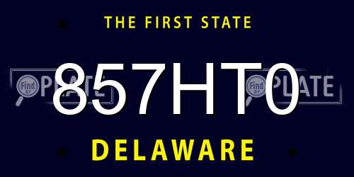 857HT0 Delaware License Plate