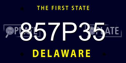 857P35 Delaware License Plate