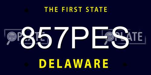 857PES Delaware License Plate