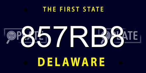 857RB8 Delaware License Plate