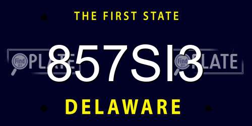 857SI3 Delaware License Plate