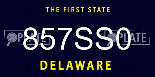 857SS0 Delaware License Plate