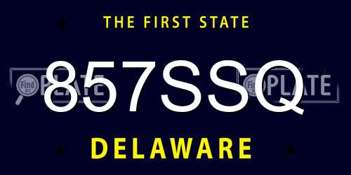 857SSQ Delaware License Plate