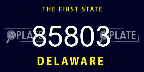 85803 Delaware License Plate