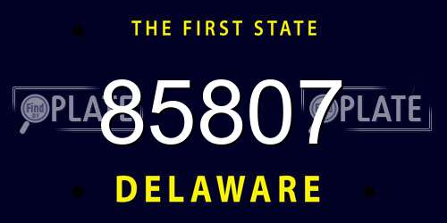 85807 Delaware License Plate