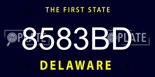 8583BD Delaware License Plate