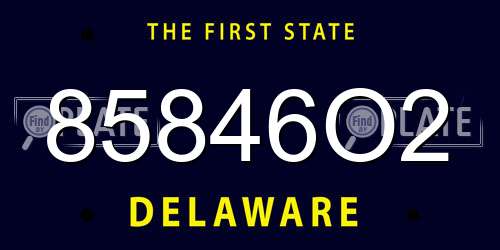 85846O2 Delaware License Plate