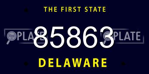 85863 Delaware License Plate