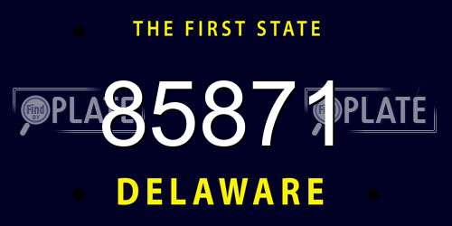 85871 Delaware License Plate