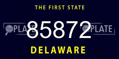 85872 Delaware License Plate