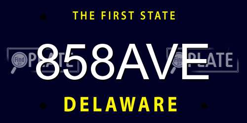 858AVE Delaware License Plate