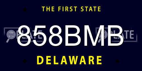 858BMB Delaware License Plate